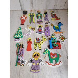 Wooden‎ 3 kings angel tree horse solider star variety ornament Xmas set